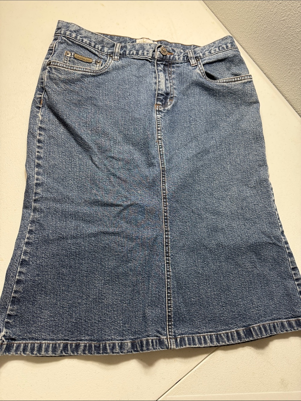 Calvin Klein Jeans Medium Blue Denim Flared Skirt